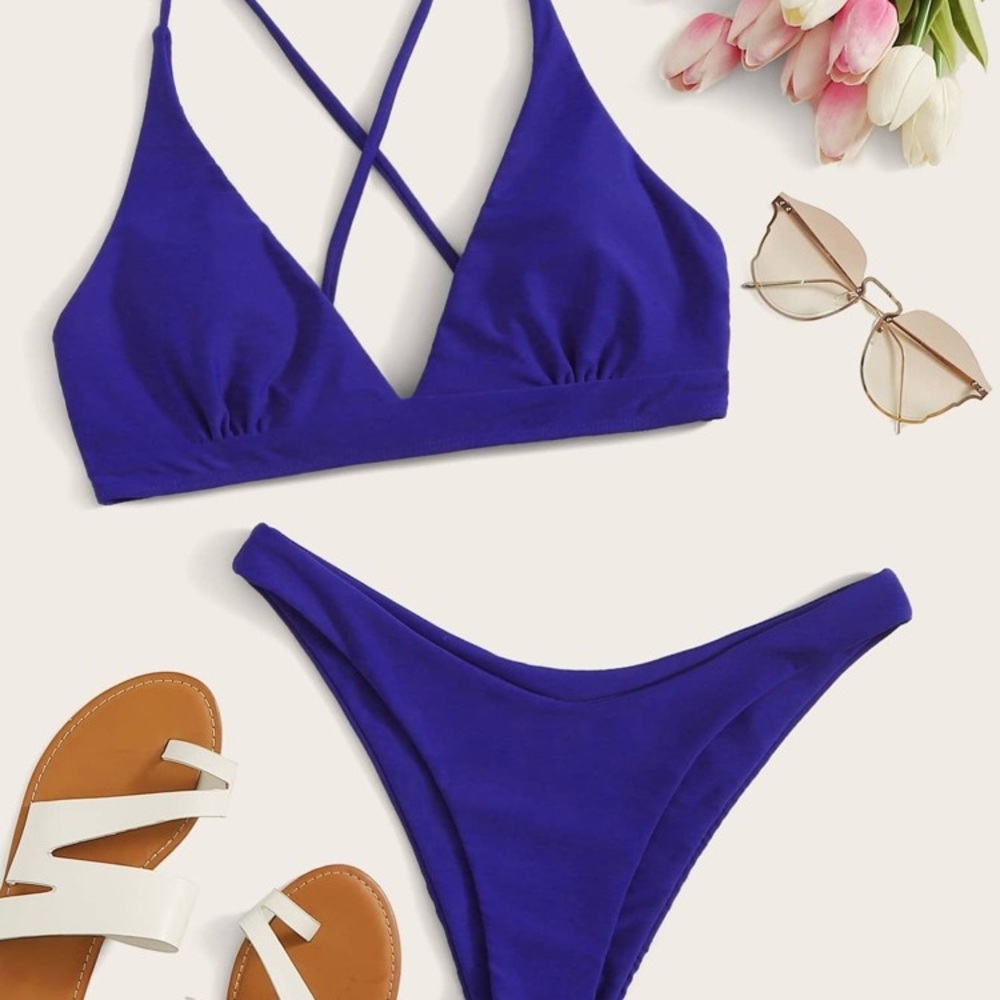 SHEIN large royal blue bikini set